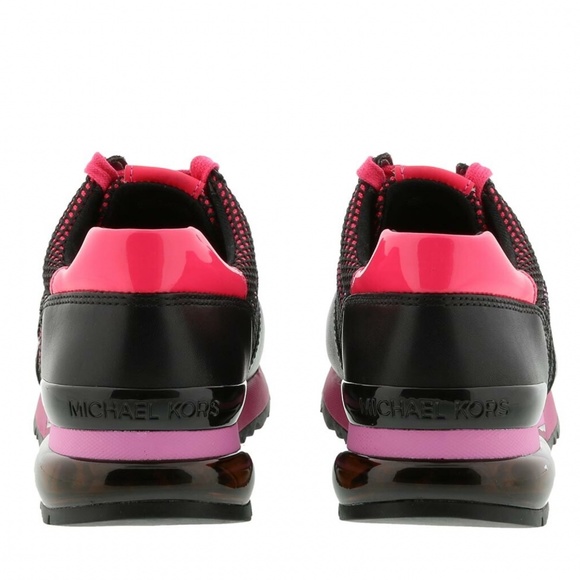 MICHAEL KORS Allie Trainer Extreme Fuchsia Pink Black Leather Fashion Sneaker - Picture 6 of 11